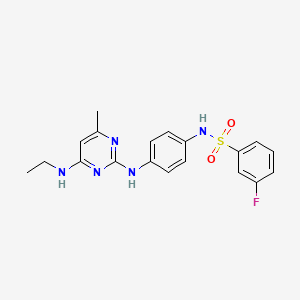 molecular formula C19H20FN5O2S B11245706 N-(4-((4-(ethylamino)-6-methylpyrimidin-2-yl)amino)phenyl)-3-fluorobenzenesulfonamide 