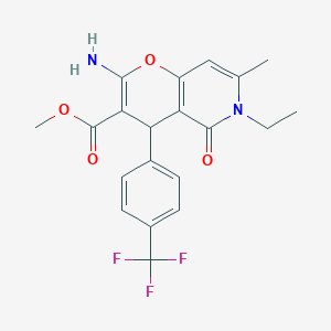 methyl 2-amino-6-ethyl-7-methyl-5-oxo-4-[4-(trifluoromethyl)phenyl]-4H,5H,6H-pyrano[3,2-c]pyridine-3-carboxylate