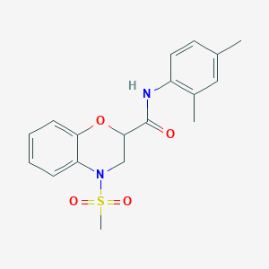 molecular formula C18H20N2O4S B11245754 N-(2,4-dimethylphenyl)-4-(methylsulfonyl)-3,4-dihydro-2H-1,4-benzoxazine-2-carboxamide 