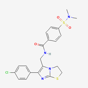 molecular formula C21H21ClN4O3S2 B11245768 N-((6-(4-chlorophenyl)-2,3-dihydroimidazo[2,1-b]thiazol-5-yl)methyl)-4-(N,N-dimethylsulfamoyl)benzamide 