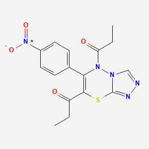 1-[6-(4-Nitrophenyl)-5-propanoyl-5H-[1,2,4]triazolo[3,4-B][1,3,4]thiadiazin-7-YL]propan-1-one