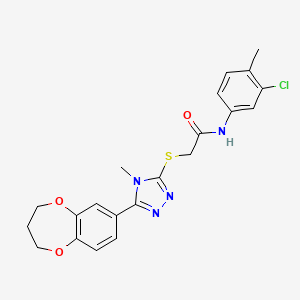 N-(3-chloro-4-methylphenyl)-2-{[5-(3,4-dihydro-2H-1,5-benzodioxepin-7-yl)-4-methyl-4H-1,2,4-triazol-3-yl]sulfanyl}acetamide