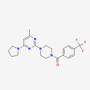 molecular formula C21H24F3N5O B11245800 4-Methyl-6-(pyrrolidin-1-YL)-2-{4-[4-(trifluoromethyl)benzoyl]piperazin-1-YL}pyrimidine CAS No. 946384-58-3