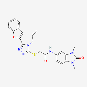 molecular formula C24H22N6O3S B11245836 2-{[5-(1-benzofuran-2-yl)-4-(prop-2-en-1-yl)-4H-1,2,4-triazol-3-yl]sulfanyl}-N-(1,3-dimethyl-2-oxo-2,3-dihydro-1H-benzimidazol-5-yl)acetamide 