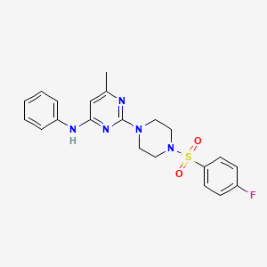 molecular formula C21H22FN5O2S B11245844 2-[4-(4-Fluorobenzenesulfonyl)piperazin-1-YL]-6-methyl-N-phenylpyrimidin-4-amine 