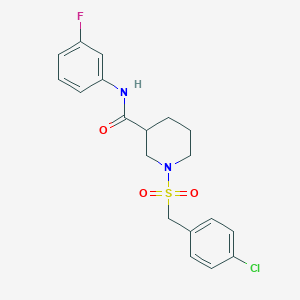 molecular formula C19H20ClFN2O3S B11245863 1-[(4-chlorobenzyl)sulfonyl]-N-(3-fluorophenyl)piperidine-3-carboxamide 