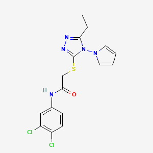 molecular formula C16H15Cl2N5OS B11245871 N-(3,4-dichlorophenyl)-2-{[5-ethyl-4-(1H-pyrrol-1-yl)-4H-1,2,4-triazol-3-yl]sulfanyl}acetamide 