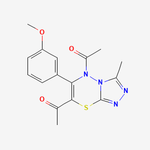 1,1'-[6-(3-methoxyphenyl)-3-methyl-5H-[1,2,4]triazolo[3,4-b][1,3,4]thiadiazine-5,7-diyl]diethanone