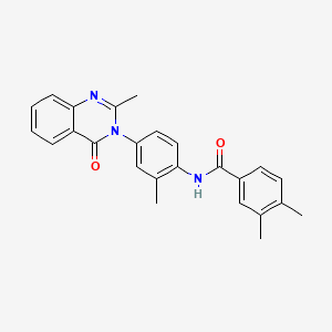 molecular formula C25H23N3O2 B11245950 3,4-dimethyl-N-(2-methyl-4-(2-methyl-4-oxoquinazolin-3(4H)-yl)phenyl)benzamide 