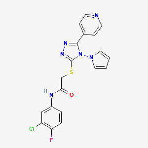 N-(3-chloro-4-fluorophenyl)-2-{[5-(pyridin-4-yl)-4-(1H-pyrrol-1-yl)-4H-1,2,4-triazol-3-yl]sulfanyl}acetamide