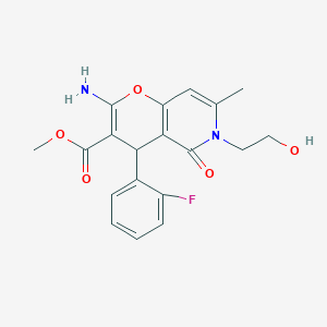 molecular formula C19H19FN2O5 B11245973 methyl 2-amino-4-(2-fluorophenyl)-6-(2-hydroxyethyl)-7-methyl-5-oxo-5,6-dihydro-4H-pyrano[3,2-c]pyridine-3-carboxylate 