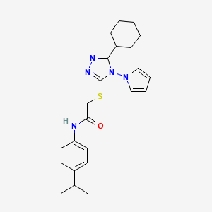 molecular formula C23H29N5OS B11245989 2-{[5-cyclohexyl-4-(1H-pyrrol-1-yl)-4H-1,2,4-triazol-3-yl]sulfanyl}-N-[4-(propan-2-yl)phenyl]acetamide 