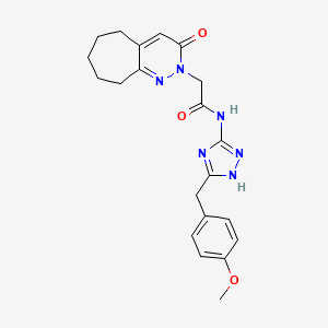 molecular formula C21H24N6O3 B11246011 N-[3-(4-methoxybenzyl)-1H-1,2,4-triazol-5-yl]-2-(3-oxo-3,5,6,7,8,9-hexahydro-2H-cyclohepta[c]pyridazin-2-yl)acetamide 