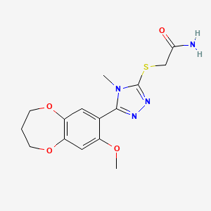 2-{[5-(8-methoxy-3,4-dihydro-2H-1,5-benzodioxepin-7-yl)-4-methyl-4H-1,2,4-triazol-3-yl]sulfanyl}acetamide