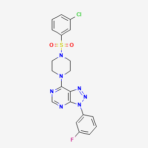 molecular formula C20H17ClFN7O2S B11246029 7-(4-((3-chlorophenyl)sulfonyl)piperazin-1-yl)-3-(3-fluorophenyl)-3H-[1,2,3]triazolo[4,5-d]pyrimidine 