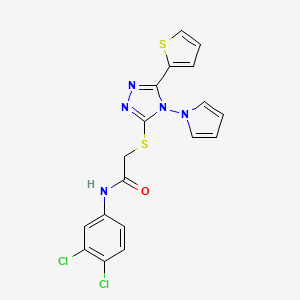 molecular formula C18H13Cl2N5OS2 B11246045 N-(3,4-dichlorophenyl)-2-{[4-(1H-pyrrol-1-yl)-5-(thiophen-2-yl)-4H-1,2,4-triazol-3-yl]sulfanyl}acetamide 