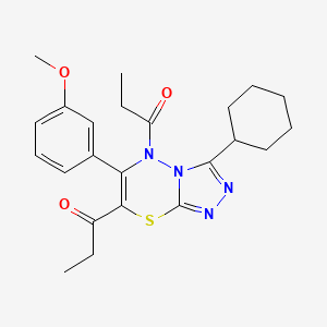 1-[3-Cyclohexyl-6-(3-methoxyphenyl)-7-propanoyl-5H-[1,2,4]triazolo[3,4-B][1,3,4]thiadiazin-5-YL]propan-1-one