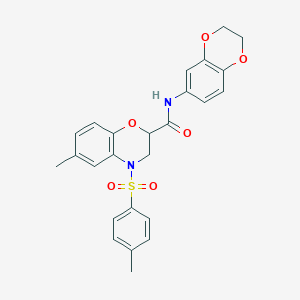 molecular formula C25H24N2O6S B11246074 N-(2,3-dihydro-1,4-benzodioxin-6-yl)-6-methyl-4-[(4-methylphenyl)sulfonyl]-3,4-dihydro-2H-1,4-benzoxazine-2-carboxamide 