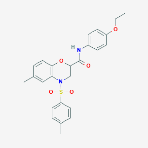 molecular formula C25H26N2O5S B11246076 N-(4-ethoxyphenyl)-6-methyl-4-[(4-methylphenyl)sulfonyl]-3,4-dihydro-2H-1,4-benzoxazine-2-carboxamide 