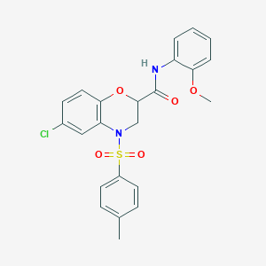 molecular formula C23H21ClN2O5S B11246081 6-chloro-N-(2-methoxyphenyl)-4-[(4-methylphenyl)sulfonyl]-3,4-dihydro-2H-1,4-benzoxazine-2-carboxamide 