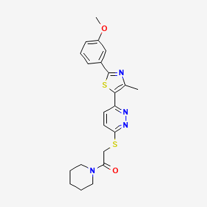 molecular formula C22H24N4O2S2 B11246092 2-((6-(2-(3-Methoxyphenyl)-4-methylthiazol-5-yl)pyridazin-3-yl)thio)-1-(piperidin-1-yl)ethanone 