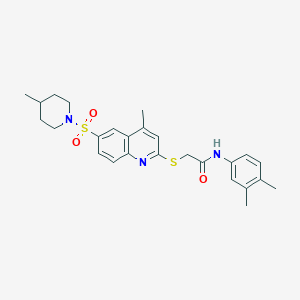 N-(3,4-dimethylphenyl)-2-({4-methyl-6-[(4-methylpiperidin-1-yl)sulfonyl]quinolin-2-yl}sulfanyl)acetamide