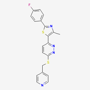 2-(4-Fluorophenyl)-4-methyl-5-(6-((pyridin-4-ylmethyl)thio)pyridazin-3-yl)thiazole