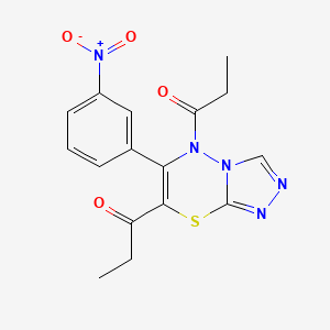 1-[6-(3-Nitrophenyl)-5-propanoyl-5H-[1,2,4]triazolo[3,4-B][1,3,4]thiadiazin-7-YL]propan-1-one