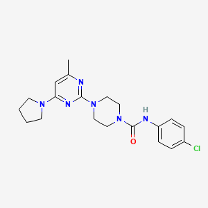 molecular formula C20H25ClN6O B11246223 N-(4-Chlorophenyl)-4-[4-methyl-6-(pyrrolidin-1-YL)pyrimidin-2-YL]piperazine-1-carboxamide 