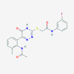 2-{[6-(2-Acetamido-3-methylphenyl)-5-oxo-4,5-dihydro-1,2,4-triazin-3-YL]sulfanyl}-N-(3-fluorophenyl)acetamide