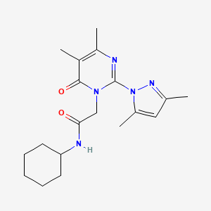 molecular formula C19H27N5O2 B11246251 N-cyclohexyl-2-(2-(3,5-dimethyl-1H-pyrazol-1-yl)-4,5-dimethyl-6-oxopyrimidin-1(6H)-yl)acetamide 