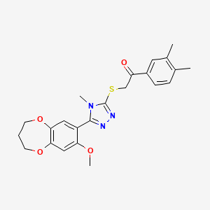 1-(3,4-dimethylphenyl)-2-{[5-(8-methoxy-3,4-dihydro-2H-1,5-benzodioxepin-7-yl)-4-methyl-4H-1,2,4-triazol-3-yl]sulfanyl}ethanone