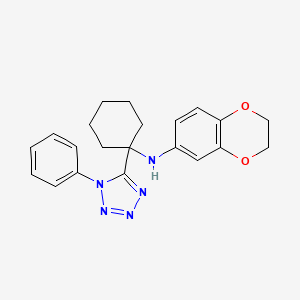 molecular formula C21H23N5O2 B11246301 N-[1-(1-phenyl-1H-tetrazol-5-yl)cyclohexyl]-2,3-dihydro-1,4-benzodioxin-6-amine 