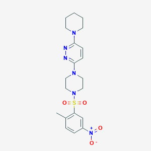 molecular formula C20H26N6O4S B11246309 3-[4-(2-Methyl-5-nitrobenzenesulfonyl)piperazin-1-YL]-6-(piperidin-1-YL)pyridazine 