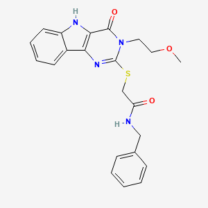 N-benzyl-2-((3-(2-methoxyethyl)-4-oxo-4,5-dihydro-3H-pyrimido[5,4-b]indol-2-yl)thio)acetamide