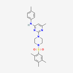 molecular formula C25H31N5O2S B11246329 6-Methyl-N-(4-methylphenyl)-2-[4-(2,4,5-trimethylbenzenesulfonyl)piperazin-1-YL]pyrimidin-4-amine 