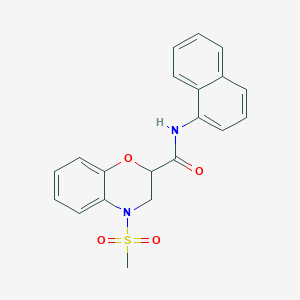 molecular formula C20H18N2O4S B11246351 4-(methylsulfonyl)-N-(naphthalen-1-yl)-3,4-dihydro-2H-1,4-benzoxazine-2-carboxamide 