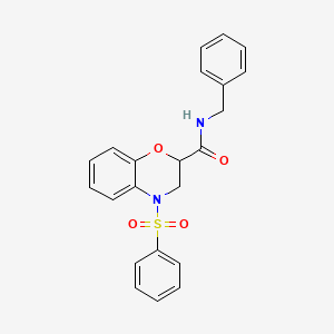 molecular formula C22H20N2O4S B11246374 N-benzyl-4-(phenylsulfonyl)-3,4-dihydro-2H-1,4-benzoxazine-2-carboxamide 