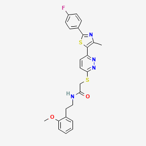 molecular formula C25H23FN4O2S2 B11246387 2-((6-(2-(4-fluorophenyl)-4-methylthiazol-5-yl)pyridazin-3-yl)thio)-N-(2-methoxyphenethyl)acetamide 