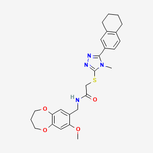 N-[(8-methoxy-3,4-dihydro-2H-1,5-benzodioxepin-7-yl)methyl]-2-{[4-methyl-5-(5,6,7,8-tetrahydronaphthalen-2-yl)-4H-1,2,4-triazol-3-yl]sulfanyl}acetamide