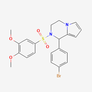 molecular formula C21H21BrN2O4S B11246409 1-(4-Bromophenyl)-2-(3,4-dimethoxybenzenesulfonyl)-1H,2H,3H,4H-pyrrolo[1,2-A]pyrazine 