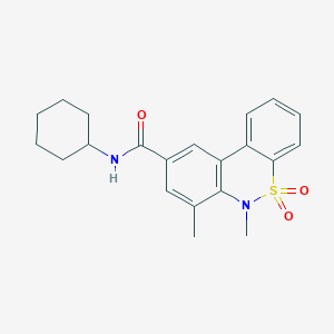 molecular formula C21H24N2O3S B11246421 N-cyclohexyl-6,7-dimethyl-6H-dibenzo[c,e][1,2]thiazine-9-carboxamide 5,5-dioxide 