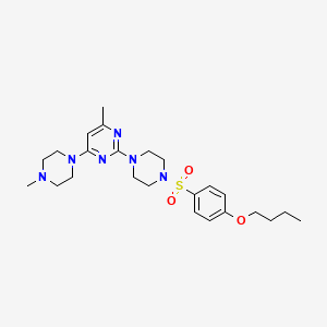 molecular formula C24H36N6O3S B11246436 2-(4-((4-Butoxyphenyl)sulfonyl)piperazin-1-yl)-4-methyl-6-(4-methylpiperazin-1-yl)pyrimidine 