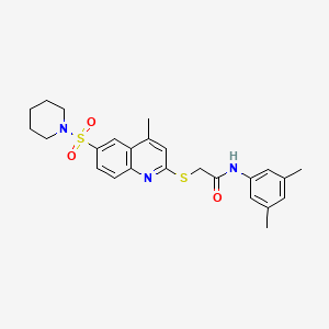 molecular formula C25H29N3O3S2 B11246445 N-(3,5-Dimethylphenyl)-2-{[4-methyl-6-(piperidine-1-sulfonyl)quinolin-2-YL]sulfanyl}acetamide 