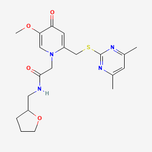 molecular formula C20H26N4O4S B11246472 2-(2-(((4,6-dimethylpyrimidin-2-yl)thio)methyl)-5-methoxy-4-oxopyridin-1(4H)-yl)-N-((tetrahydrofuran-2-yl)methyl)acetamide 