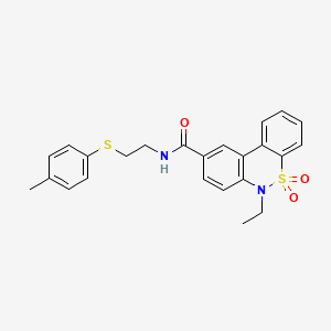 molecular formula C24H24N2O3S2 B11246503 6-ethyl-N-{2-[(4-methylphenyl)sulfanyl]ethyl}-6H-dibenzo[c,e][1,2]thiazine-9-carboxamide 5,5-dioxide 