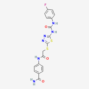 4-(2-((5-(3-(4-Fluorophenyl)ureido)-1,3,4-thiadiazol-2-yl)thio)acetamido)benzamide