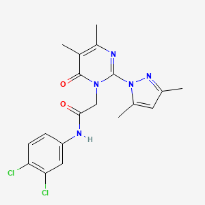 molecular formula C19H19Cl2N5O2 B11246557 N-(3,4-dichlorophenyl)-2-(2-(3,5-dimethyl-1H-pyrazol-1-yl)-4,5-dimethyl-6-oxopyrimidin-1(6H)-yl)acetamide 