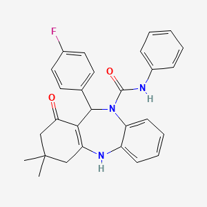 11-(4-fluorophenyl)-3,3-dimethyl-1-oxo-N-phenyl-1,2,3,4,5,11-hexahydro-10H-dibenzo[b,e][1,4]diazepine-10-carboxamide