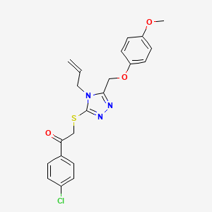 molecular formula C21H20ClN3O3S B11246598 1-(4-chlorophenyl)-2-({5-[(4-methoxyphenoxy)methyl]-4-(prop-2-en-1-yl)-4H-1,2,4-triazol-3-yl}sulfanyl)ethanone 